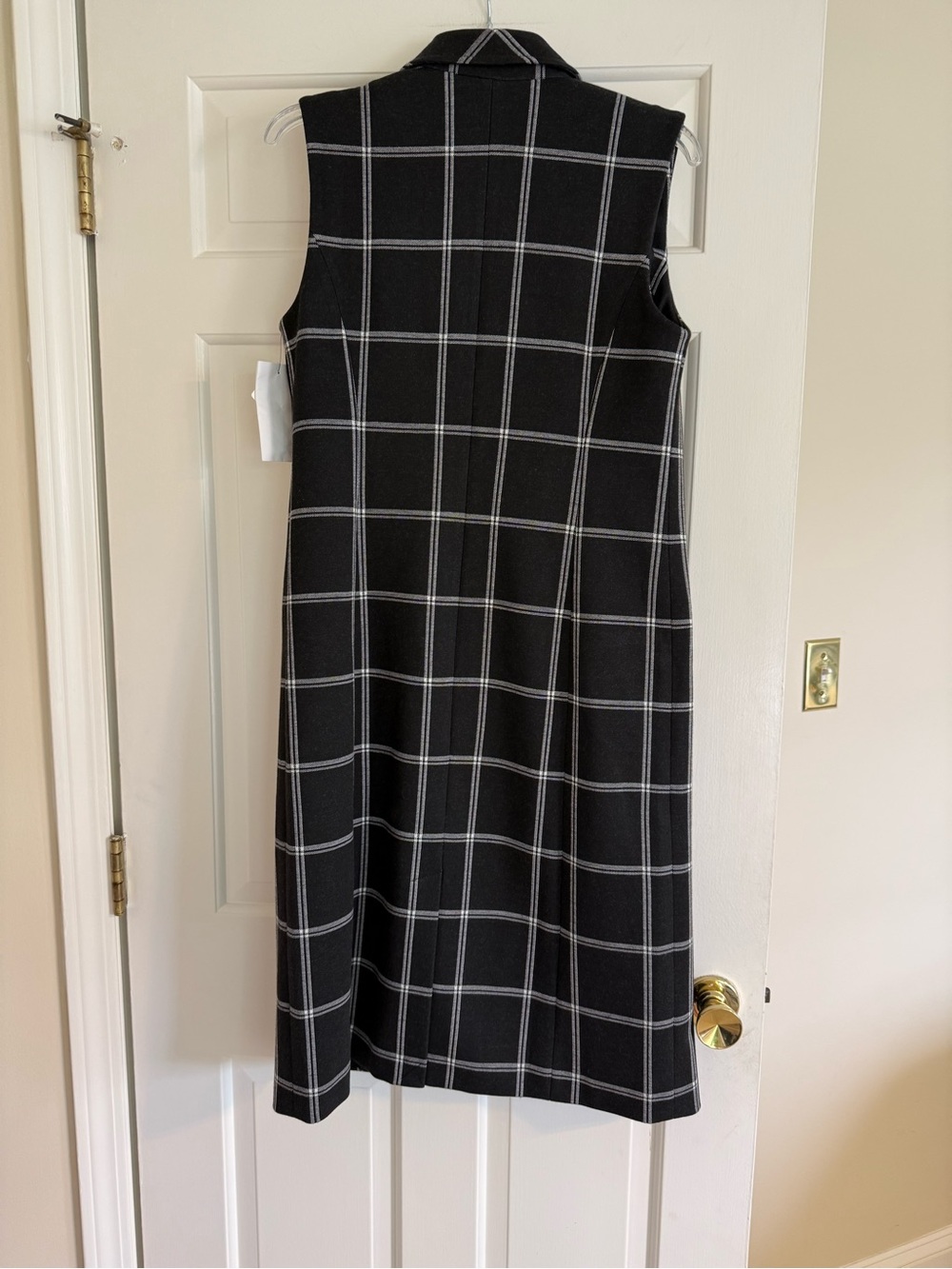 Halogen Black Windowpane Long Sleeveless Vest - Picture 4 of 5